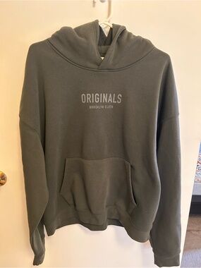 Brooklyn Cloth Men's Olive Green Crewneck Hoodie with Logo